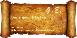 Geringer Etelka névjegykártya